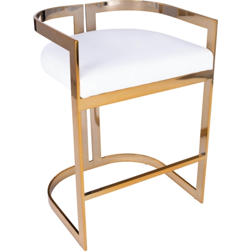 Clarence 25" Counter Stool in Gold & White Leatherette