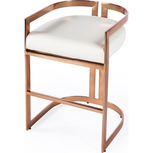 Clarence 25" Counter Stool in Rose Gold & White Leatherette