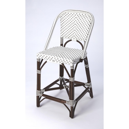 Solstice Counter Stool in White & Brown Poly & Rattan