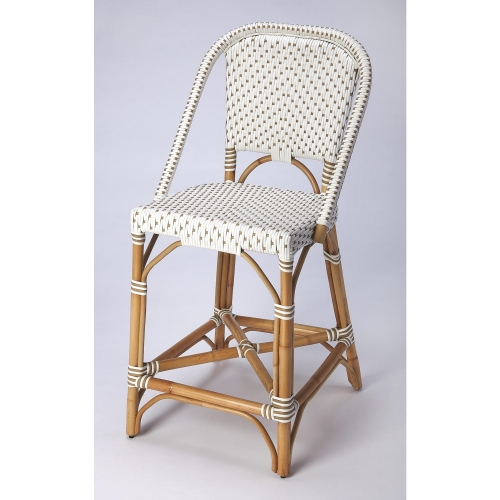 Solstice Counter Stool in White & Tan Poly & Rattan