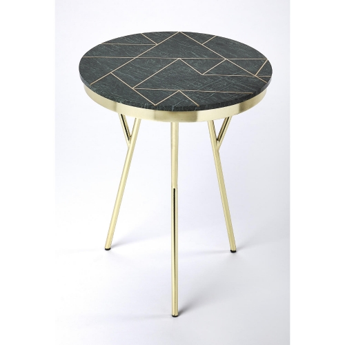 Haven Side Table in Green Marble & Brass