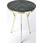 Haven Side Table in Green Marble & Brass