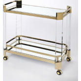 Charlevoix Serving Cart in Acrylic, Polished Gold & Mirror