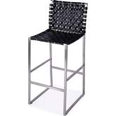 Urban 28" Bar Stool in Black Woven Leather & Iron