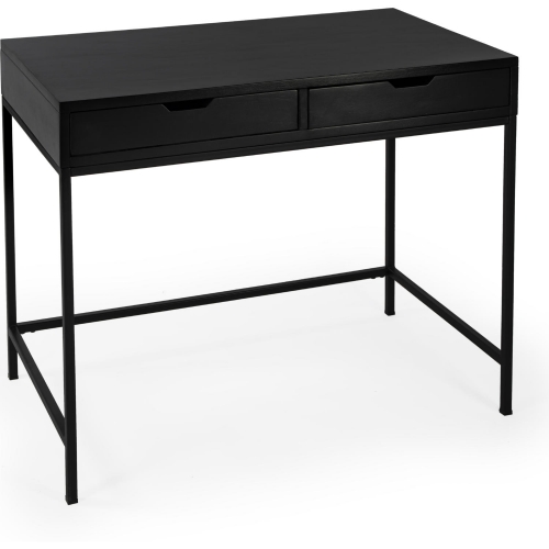 Belka 2 Drawer Desk in Black Wood & Iron