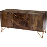 Alda 47" TV Stand in Wood w/ Brass Metal Inlay