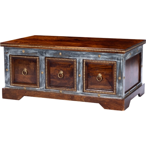 Tenor Hand Painted Storage Coffee Table in Multicolor Wood