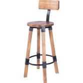 Masterson Bar Stool in Wood & Black Metal