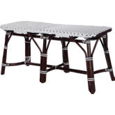 Marcella Bench in White & Black Poly & Brown Rattan