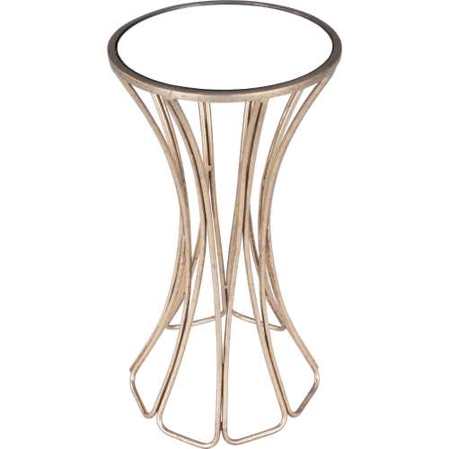 Faruh End Table in Antique Gold Leaf Metal & Mirror