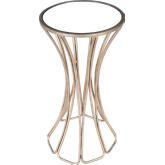 Faruh End Table in Antique Gold Leaf Metal & Mirror