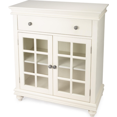 Brouno Accent Chest in White Wood & Glass