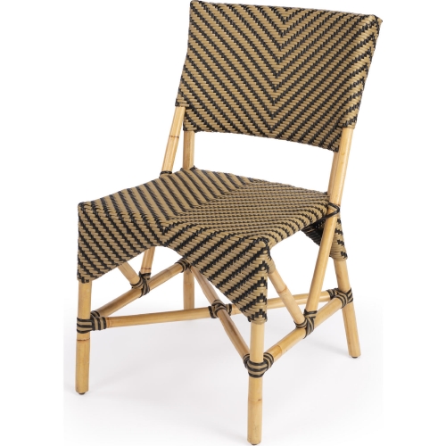 Ciel Dining Chair in Rattan with Beige & Black Diamond Poly