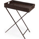 Fern Tray Table in Dark Brown Poly Rattan