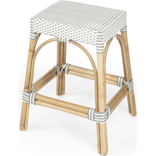 Robias Counter Stool in Gray & White Poly & Rattan