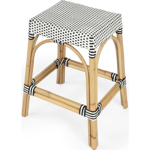 Robias Counter Stool in Black & White Poly & Rattan