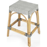 Robias Counter Stool in Black & White Poly & Rattan