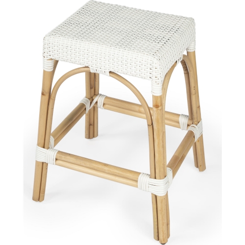 Robias Counter Stool in White Poly & Rattan