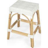 Robias Counter Stool in White Poly & Rattan