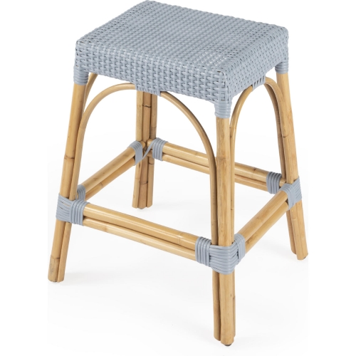 Robias Counter Stool in Twilight Blue Poly & Rattan