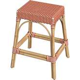 Tobias 24.5"H Counter Stool in Orange & White Poly & Rattan