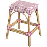 Tobias 24.5"H Counter Stool in White & Pink Poly & Rattan