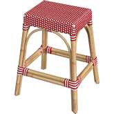 Tobias 24.5"H Counter Stool in Red & White Poly & Rattan