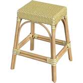 Tobias 24.5"H Counter Stool in White & Yellow Poly & Rattan