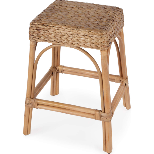 Robias 24.5" Counter Stool in Light Brown Water Hyacinth & Natural Rattan