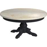 Danielle 38" Round Pedestal Coffee Table in Off White Marble & Washed Black Wood