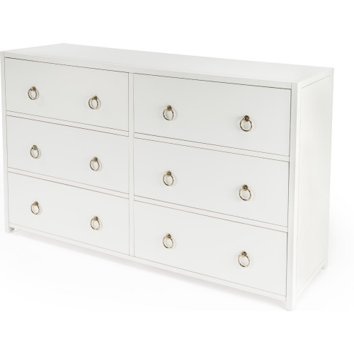 Lark 6 Drawer Dresser in White Finish