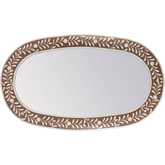 Trubadur Oval Wall Mirror in Distressed Wood & White Inlay