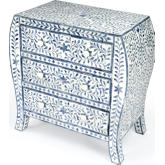 Trubadur 3 Drawer Chest in Blue & White Bone Inlay