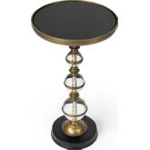 Forella Pedestal End Table in Black Granite, Bronze & Acrylic