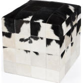 Victorian Ottoman in Black & White Leather