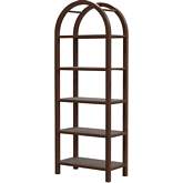 Hanover Arched 5 Tier Etagere Bookcase in Medium Brown Finish Wood