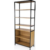 Hans Etagere Bookcase with Doors in Wood & Black Iron