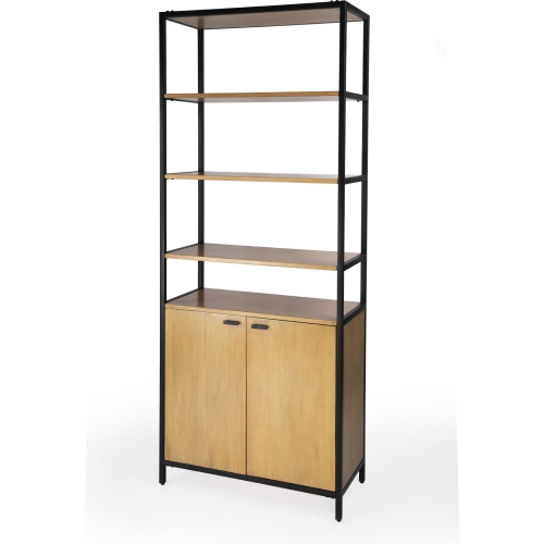 Hans Open & Closed Etagere Bookcase in Wood & Black Iron