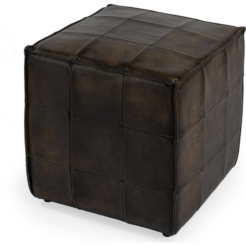 Leon Ottoman in Tufted Dark Brown Leather