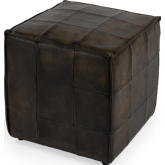 Leon Ottoman in Tufted Dark Brown Leather