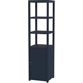 Lark 3 Tier 1 Door Narrow Etagere Bookcase in Navy Blue Finish Wood