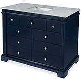 Harley 48" Single Bathroom Vanity in Navy Blue Wood & Marble