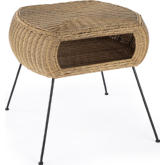 Coralitta End Table in Natural Rattan & Iron