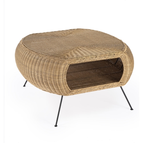 Coralitta Coffee Table in Natural Rattan & Iron