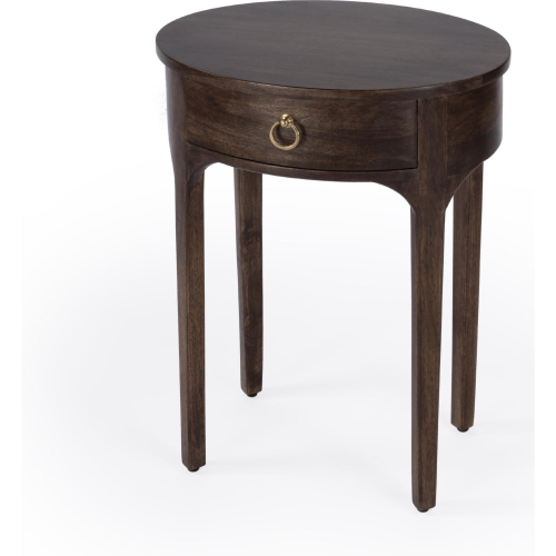 Alinia 1 Drawer End Table in Brown Wood & Metal