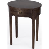 Alinia 1 Drawer End Table in Brown Wood & Metal