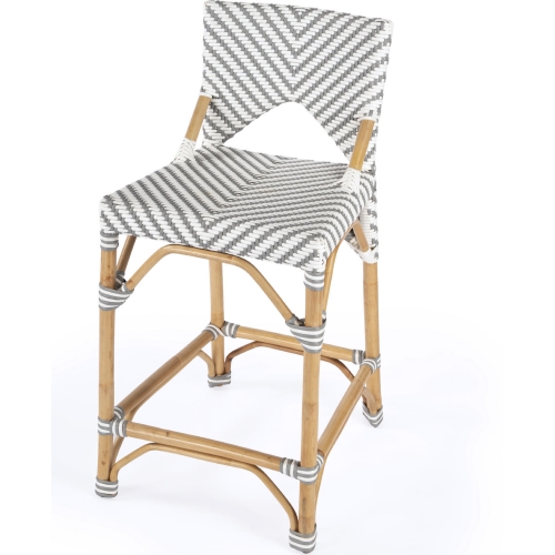 Creanly Counter Stool in Rattan w/ Gray & White Poly