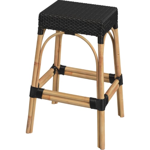 Robias 30" Bar Stool in Black PE Rattan & Natural Color Rattan