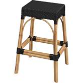 Robias 30" Bar Stool in Black PE Rattan & Natural Color Rattan