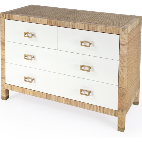 Corfu 6 Drawer Double Dresser in Natural Raffia